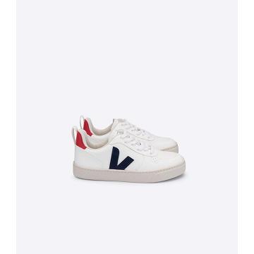 Veja V-10 LACES CWL Cipő Gyerek White/Navy | HU 791WNB